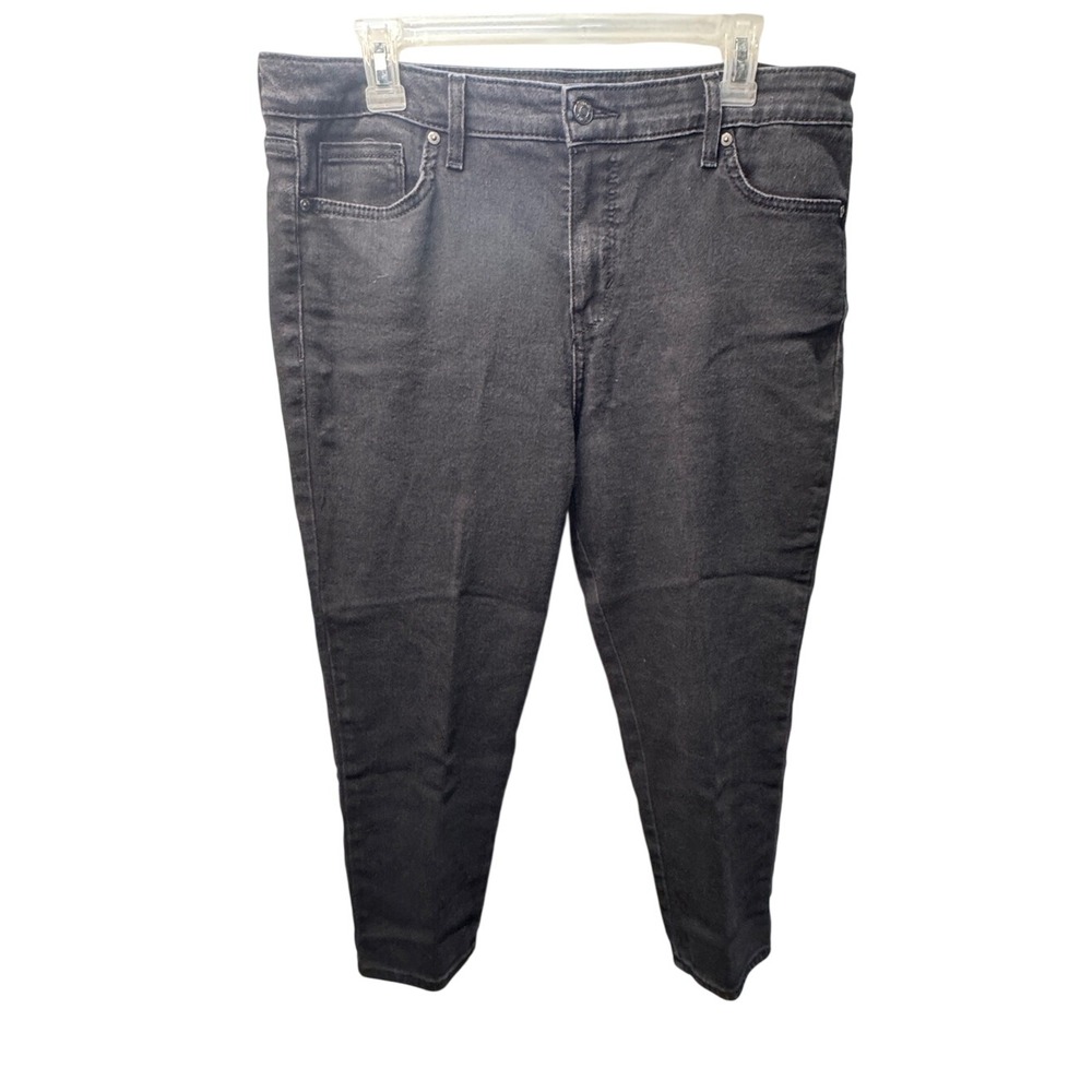 Gloria Vanderbilt Womens Black Tapered Leg Stretch Denim‎ Capris Size 12